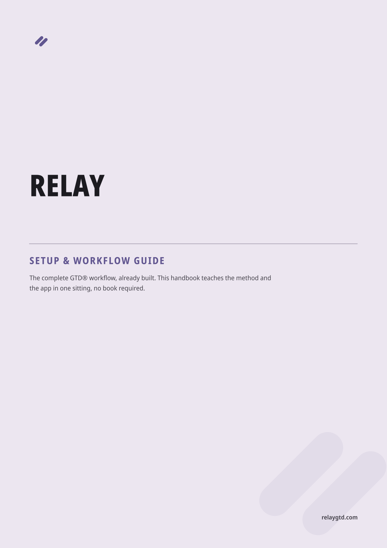 The cover of Relay's setup and workflow guide.